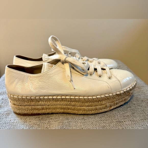 Prada platform espadrille leather sneakers. - Picture 2 of 13